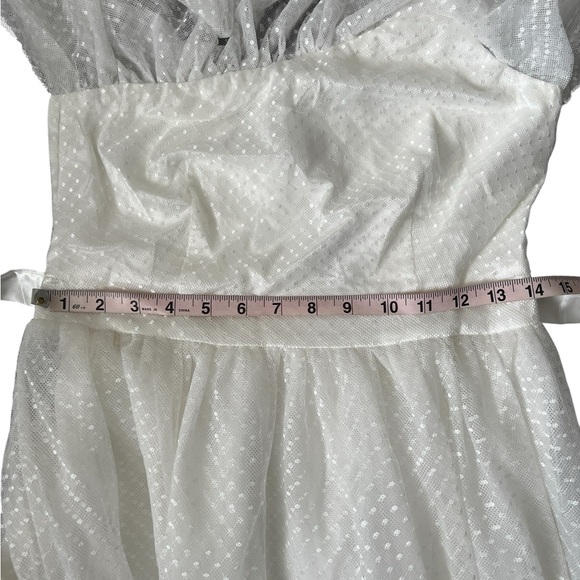 NWT Lulus White Adorable Event Swiss Dot Mesh One Shoulder Mini Dress Small - Picture 10 of 12